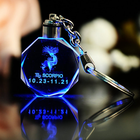 K9 Crystal Key Ring Trinket Laser Engraved LED Light Unique Birthday Gift Constellation Souvenir ► Photo 1/6