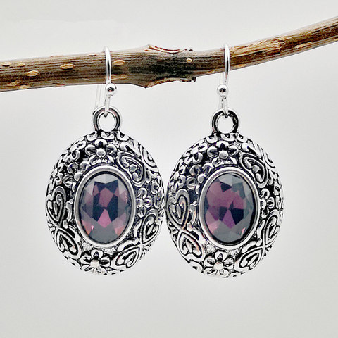 YWOSPX Vintage Purple Drop Earings Silver Dangel Earrings for Women Fashion Jewelry Wedding Statement Brincos Engagement Gifts ► Photo 1/3