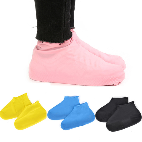 1 Pair Rubber Reusable Latex Waterproof Rain Shoes Covers Slip-resistant Rain Boot Motorcycle Bike Overshoes Shoes Accessories ► Photo 1/6