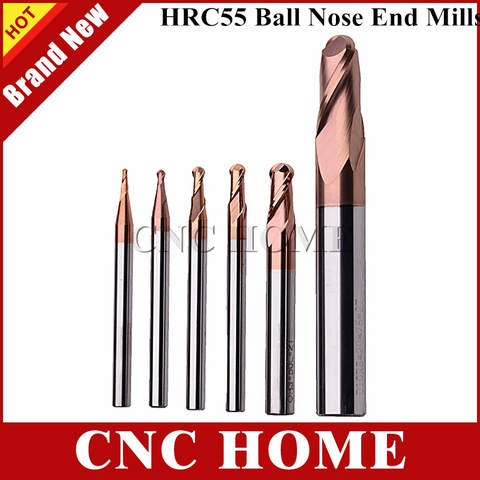 1pc r0.5 r1 r1.5 r2 r2.5 r3 for choose two flutes ball nose HRC55 tungsten carbide end mill bit cnc milling cutter for steel ► Photo 1/3