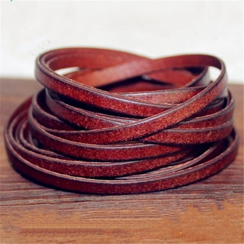 2m/lot 3mm 4mm 5mm 8mm 10mm Flat Genuine Leather Cord Coffee Cow Leather Cords String Rope Bracelet Findings DIY Jewelry ► Photo 1/3