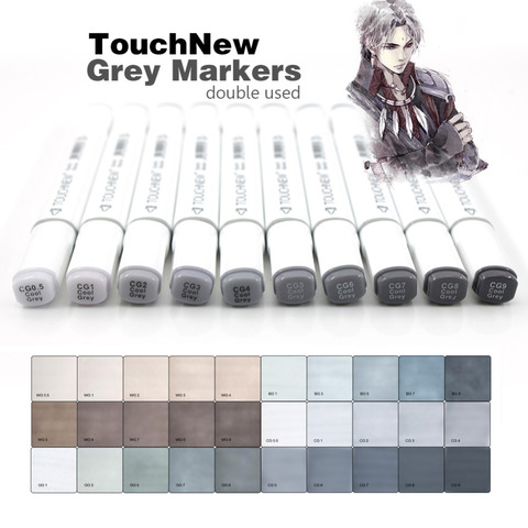 Touchnew Marker Pen  6/12/30 Colors Grey Colors Art Markers Double-Tip Sketch Markers Alcohol Based Ink Tones Art Supplies ► Photo 1/6