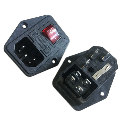 Power Rocker Switch IEC 3 Pin 320 C14 Inlet Power Sockets Switch Connector Plug 10A 250V ► Photo 1/1