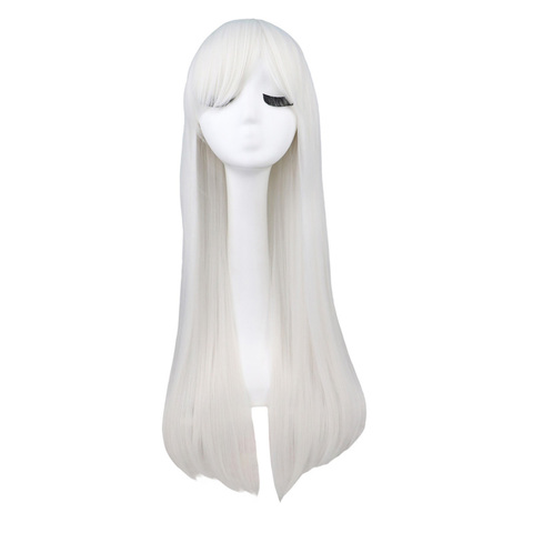 QQXCAIW Long Straight Cosplay Red Black Puprle Pink Blue Sliver Gray Blonde White Oragen Brown 80 Cm Synthetic Hair Wigs ► Photo 1/6