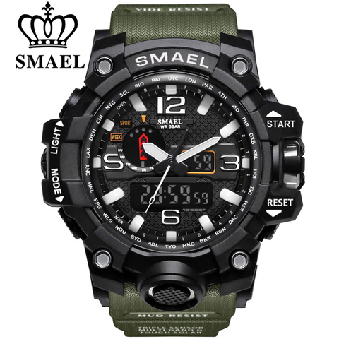 SMAEL Brand Men Sports Watches Dual Display Analog Digital LED Electronic Quartz Wristwatches Waterproof Swimming Military Watch ► Photo 1/6