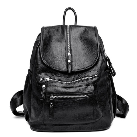 Women Backpack high quality soft Leather Fashion school Backpacks Female Feminine Casual Large Capacity Vintage Shoulder Bags ► Photo 1/6