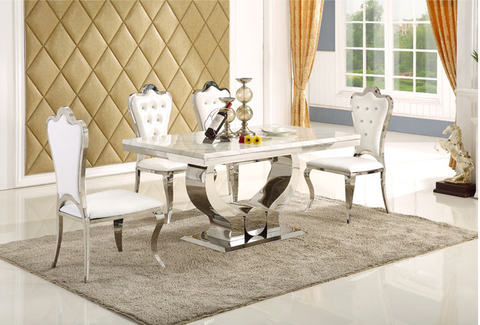 stainless steel Dining Room Set Home Furniture minimalist modern marble dining table and 4 chairs mesa de jantar muebles comedor ► Photo 1/1