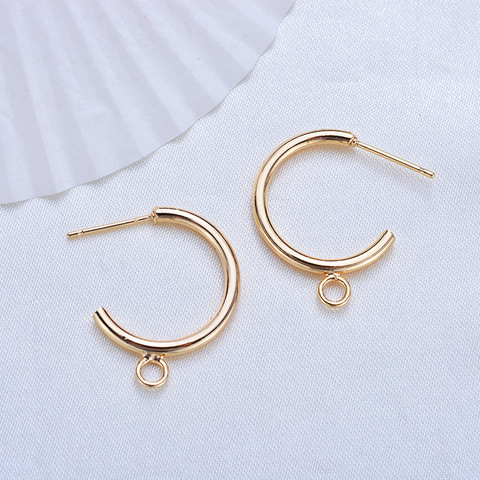 (143)10PCS 20MM 24K Gold Color Plated Brass Round with Hanging Hole Stud Earrings High Quality DIY Jewelry Making Findings ► Photo 1/6