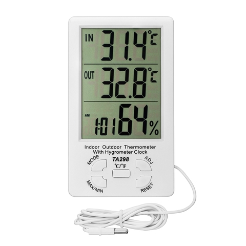 Home Digital Thermometer Hygrometer LCD Display Temperature Humidity Meter Alarm Clock C/F Kitchen Weather Station 1.5M Sensor ► Photo 1/1