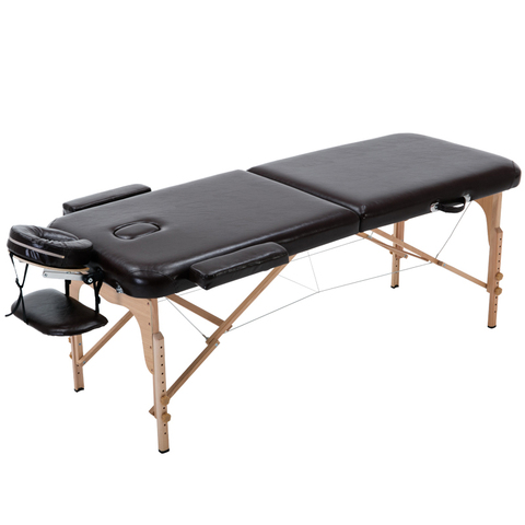 Massage Table Portable 2 Section Folding Couch Bed Lightweight Beauty Salon Tattoo Therapy Wooden Frame  70 cm width -Black ► Photo 1/6