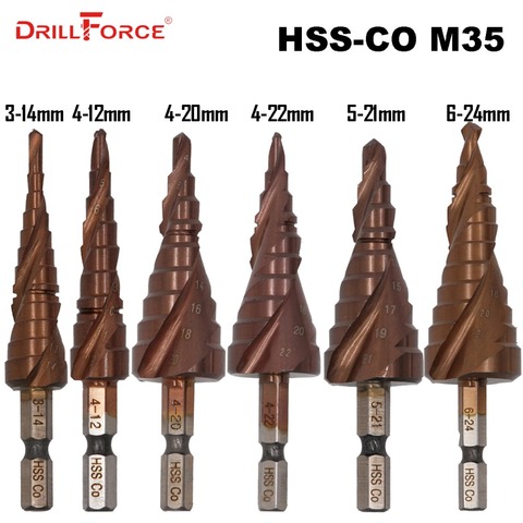 HSS M35 5% Cobalt Step Drill Bit HSSCO High Speed Steel Cone Hex Shank Metal Drill Bits Tool Set Hole Cutter For Stainless Steel ► Photo 1/6