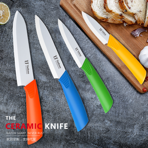 Ceramic knife set 3'4'5'6'+peeler Paring Zirconia kitchen knives with covers Timhome beautiful gift paring knife ► Photo 1/6
