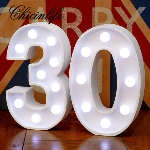Chicinlife 2Pcs Adult 30/40/50/60 Number LED String Night Light Lamp Happy Birthday Anniversary Decoration Event Party Supplies ► Photo 1/6