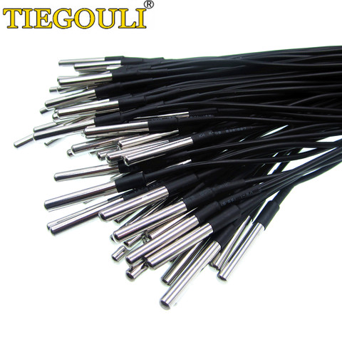 100pcs/lot New Original chip stainless steel 6*50 DS18b20 waterproof temperature sensor 18B20 100cm -55~125degree  ► Photo 1/1