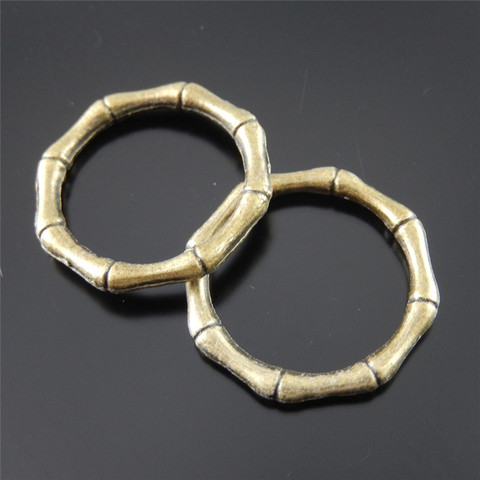 Julie Wang 10PCS Circle Charms Alloy Antique Bronze Round Bamboo Circles Pendant Charms Handmade Jewelry Making Accessory ► Photo 1/6