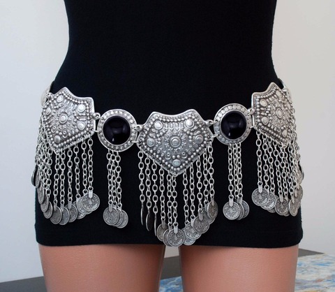 Gypsy Metal Hippie Boho Flower Turkish Bohemian Shimmy Dress Belt Belly Dance Waist Chain Coins Sexy Body Turkish Indian Jewelry ► Photo 1/6