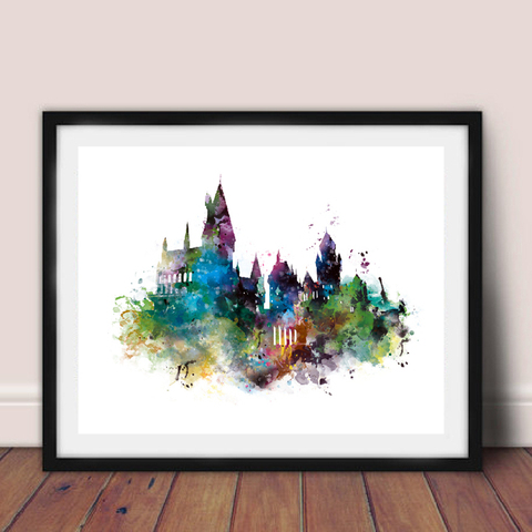 Watercolor Castle Art Canvas Painting Wall Picture , Harry Canvas Prints Watercolor Castle Poster Kids Room Decor ► Photo 1/6