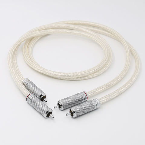 1 pair Hifi Rhodium Plated RCA plugs OFC Silver-Plated Interconnect Cable with carbon fiber RCA plug ► Photo 1/1