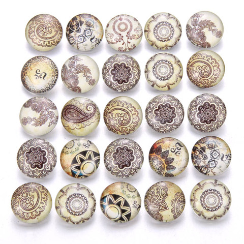 10pcs/lot New Snap Jewelry Vintage Flowers 18mm Glass Snap Buttons Fit Leather Snap Button Bracelet Buttons Jewelry ► Photo 1/6