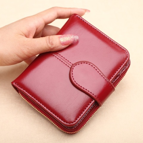 Hot Sale Wallet Short Wallet PU Women's Purse Zipper&Button Purse Red Small Wallet Coin Pocket Cartera ► Photo 1/6
