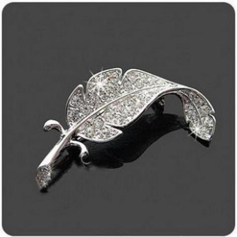 Korean Version Of Rhinestones Leaves Brooch Feather Pin Women's Men Can Wear Brooch Custom Jewelry Broches Para As Mulheres Pin ► Photo 1/5
