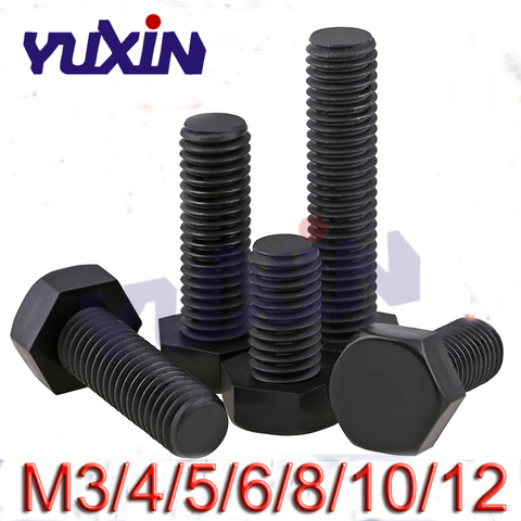 DIN933 Nylon External Hex Bolts Hex Screws Black M3 M4 M5 M6 M8 M10 M12 Plastic Screws Insulation Bolt PA66 GB5783 ► Photo 1/4