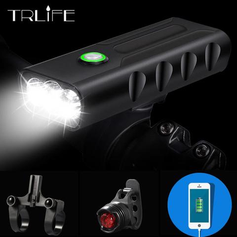 15000Lum 2/3*L2/T6 USB Rechargeable Built-In 5200mAh 3Modes Bicycle Light  Waterproof Headlight Bike Accessories With Taillight ► Photo 1/6