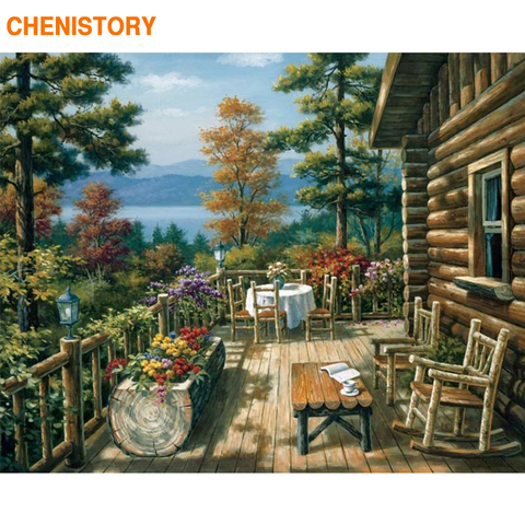 CHENISTORY Beautiful House DIY Painting By Numbers Modern Home Wall Art Picture Handpainted Oil Painting For Room Artwork 40*50 ► Photo 1/6