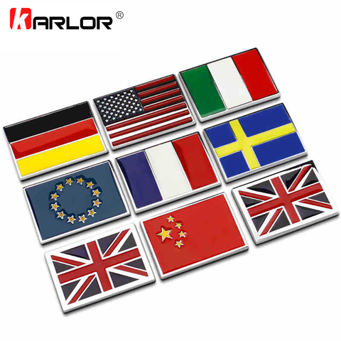 USA UK Gremany France Italy Sweden National flag emblem DIY metal car sticker  body cover  car Tail box labeling car styling ► Photo 1/5