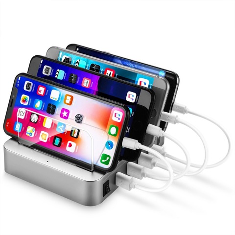 4 Multi Port Universal USB Charging Station Stand Holder Desktop Charger for iPhone iPad Samsung Mobile Phone Tablet AU UK Plug ► Photo 1/1