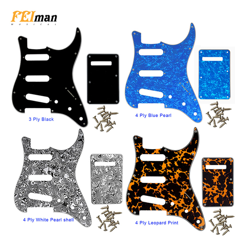 Pleroo 11 Screw Holes Guitar Pickguard with Back Plate suit for USA/Mexico Fender Stratocaster Standard SSS ST Scratch Plate ► Photo 1/6