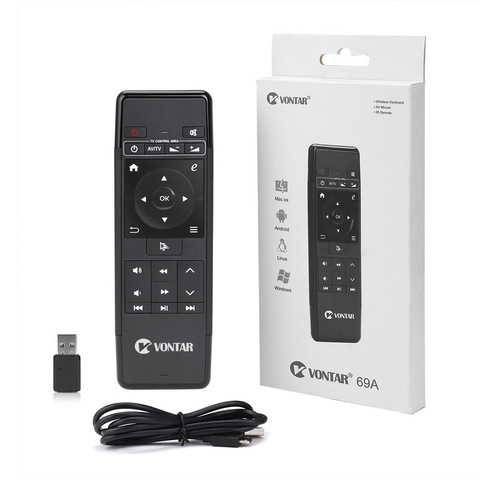 VONTAR 2.4GHz Air Mouse Wireless Keyboard 6-Axis IR Learning Backlit Remote Control USB Receiver for Android TV BOX PC Projector ► Photo 1/1