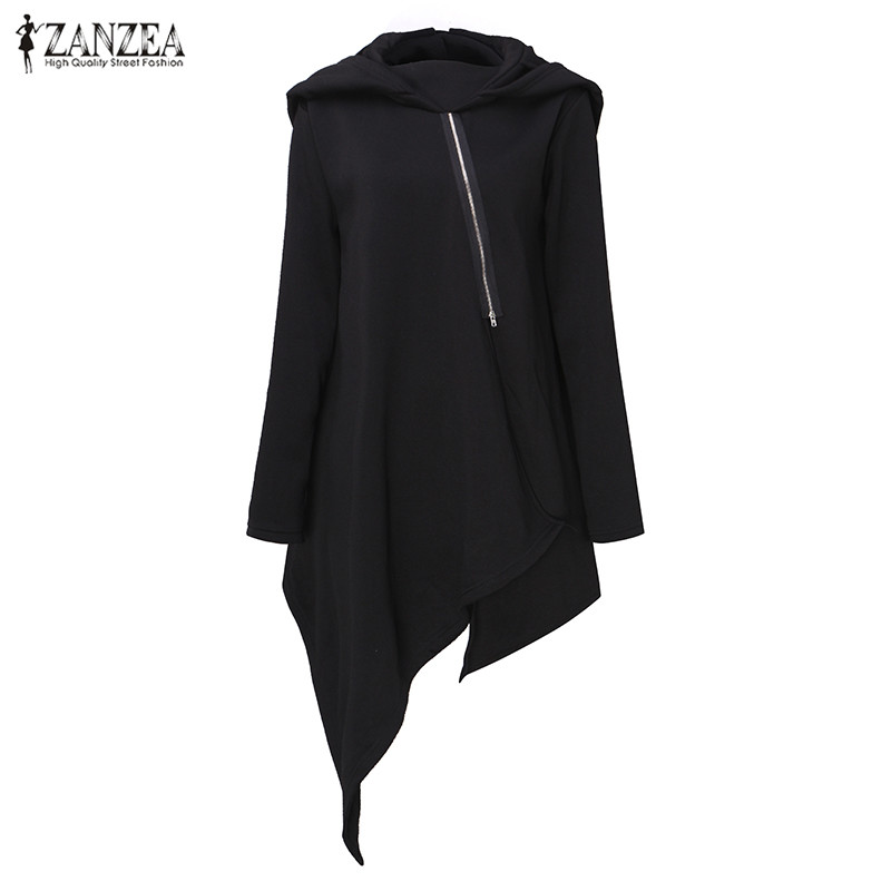 ZANZEA Long Cape Coat Women Hooded Cloak Overcoat Poncho Coats