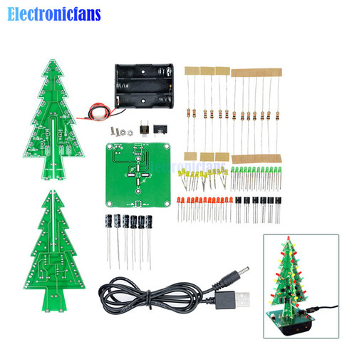 1Set 3D Christmas Tree LED DIY Kit Red/Green/Yellow LED Flash Circuit Kit Electronic Fun Suite Christmas Gift ► Photo 1/6