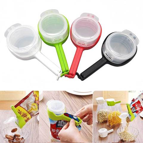 Seal Pour Food Storage Bag Clip Snack Sealing Clips Food Sack Sealer Clamp with Lid Discharge Nozzle Home Travel Kitchen Gadgets ► Photo 1/6