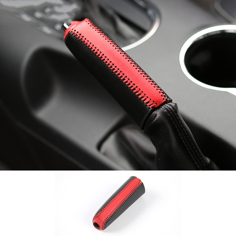 SHINEKA Best Sales Soft Leather Hand Brake Cover Brake Lever Set Gear Protection Cover Decoration Trim for Ford Mustang 2015+ ► Photo 1/6