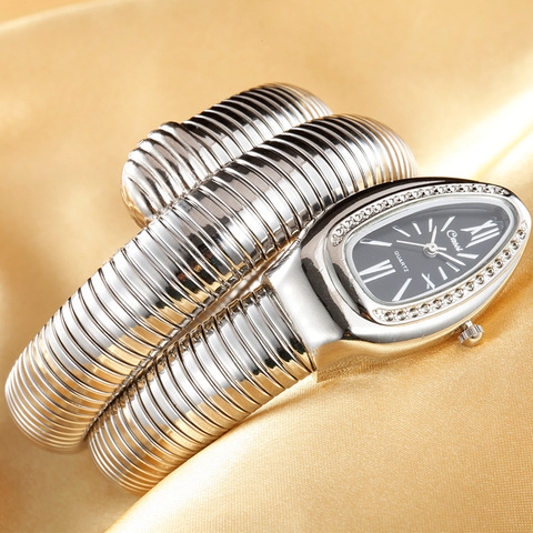 2022 CUSSI Luxury Brand Snake Watch Gold Womens Watches Silver Quartz Wristwatches Ladies Bracelet Watch Reloj Mujer Clock Gift ► Photo 1/6