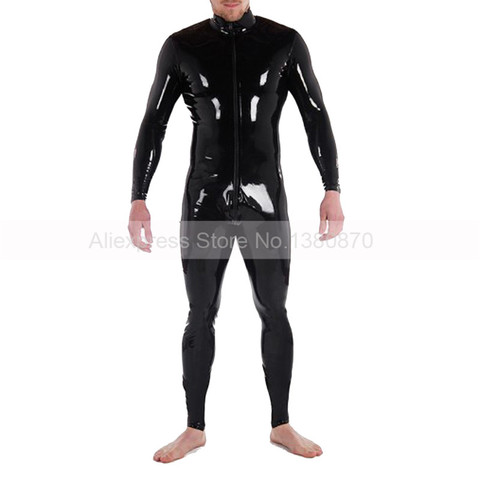 Front 3 way zips sexy men latex catsuit rubber fetish bodysuit handmade  S-LCM149 ► Photo 1/3