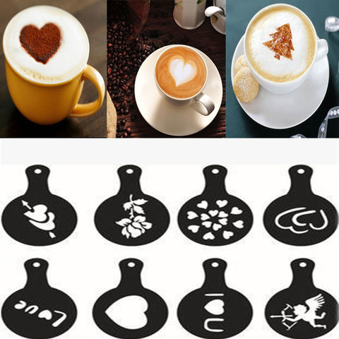 Template Decorating Coffee  Stencil Templates Mould Coffee - 16pcs  Cappuccino Mold - Aliexpress