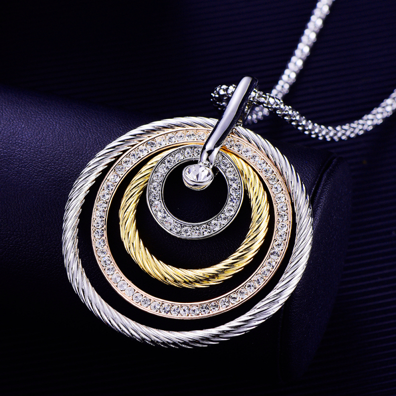 Long Necklace Women Fashion Rope Sweater Pendant Necklaces Zinc Alloy  Jewelry