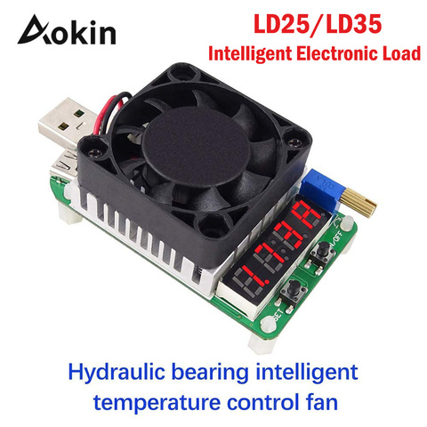 Aokin Ld25 Ld35 Electronic Load Resistor Usb Interface Discharge Battery Test Led Display Fan Adjustable Current Voltage 25w 35w ► Photo 1/6