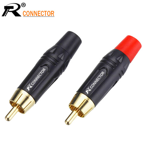 10pcs RCA Connector High quality RCA male Connector gold plating audio adapter black&red pigtail speaker plug for 7MM Cable ► Photo 1/6