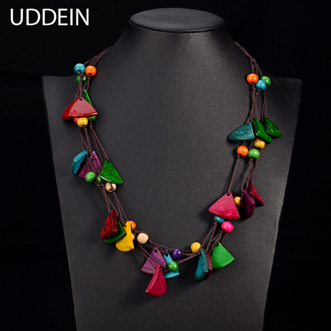 UDDEIN New design bohemian necklace vintage statement bib collares handmade multi layer wood jewelry online shopping india maxi ► Photo 1/6