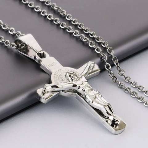 Cool Cross Necklace for Men Stainless Steel Jesus Cross Pendant Necklaces  Chain