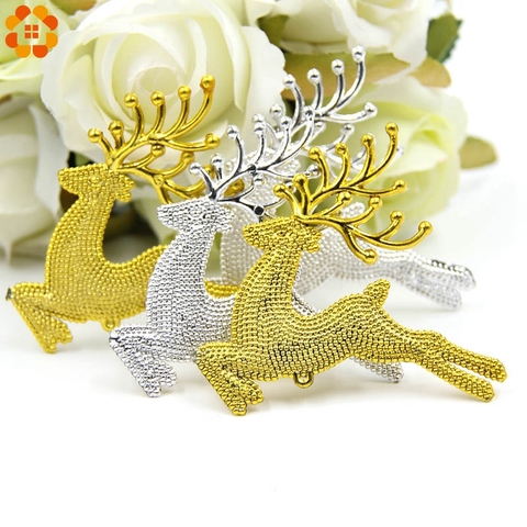 6PCS/Lot Gold & Silver Cute Elk Christmas Tree Pendant Ornaments For Home Christmas Party Decorations DIY Kids Gifts Supplies ► Photo 1/6