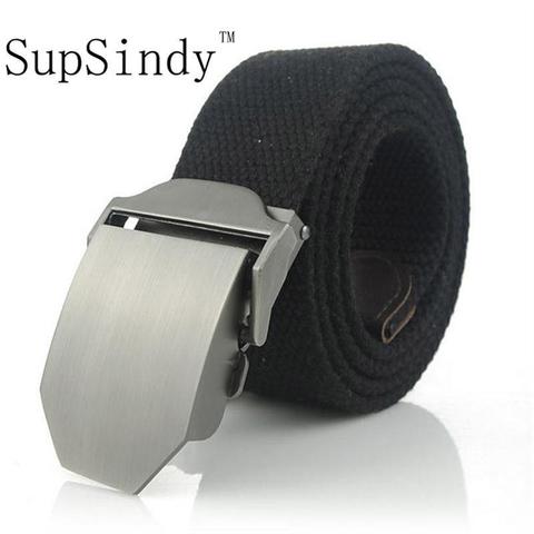 SupSindy Men&women Canvas belt Solid Alloy buckle luxury jeans belts for men vintage tactical belt military nylon strap male ► Photo 1/6