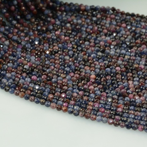 Natural Simple Quality Ruby and Sapphire Faceted Loose Round Beads 4mm / 6mm ► Photo 1/5