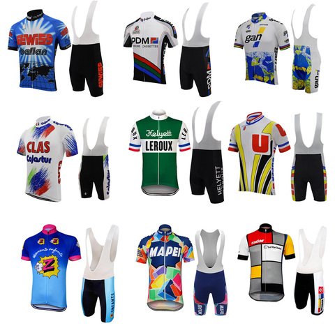 Men's Retro Helyett Leroux Retro Cycling Jersey