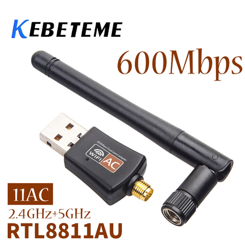 KEBETEME Mini 5Ghz 2.4Ghz 600Mbps Wireless Dual Band 802.11ac USB WiFi Adapter RTL8811AU for Desktop/Laptop/PC ► Photo 1/6