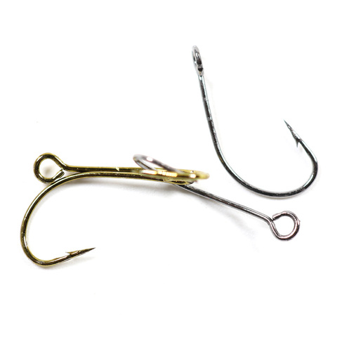 Bimoo 50pcs Big Eye / Ring Fly Tying Hook Single Spoon Hook Bronzed Silver Color Trout Fishing Fly Hooks ► Photo 1/1